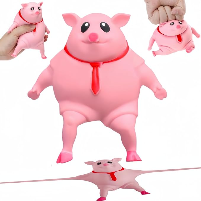 Stretchy Glue-Sand Filled Rubber Pig , Latex Piglet Soft Decompression Doll Toy,Squishy Pig Toy, Animal High-Elastic Stretchable, Decompression Toy for Adults and Children (Pig-S)