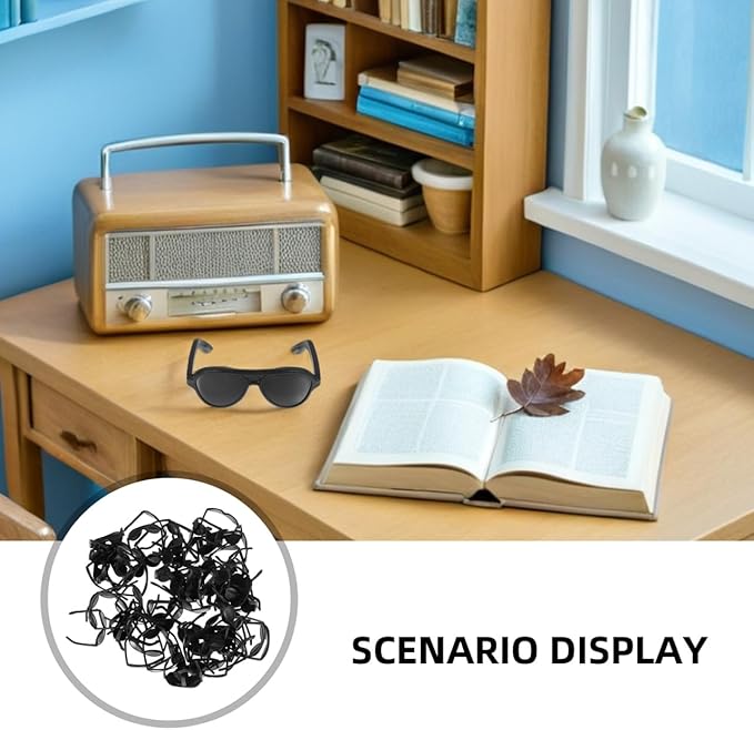 Gadpiparty 120pcs Mini Sunglasses for Crafts Black Doll Accessories Tiny Dollhouse Eyewear for DIY Decoration Plastic Miniature Glasses for Dressing up Play House Toys