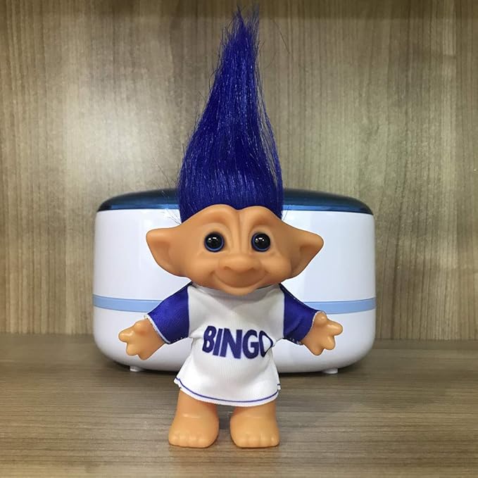 Vintage Troll Dolls, Retro Troll Doll Chromatic Adorable for Collections, School Project, Arts and Crafts, Party Favors - 7.5" Tall(Include The Length of Hair) (Blue)