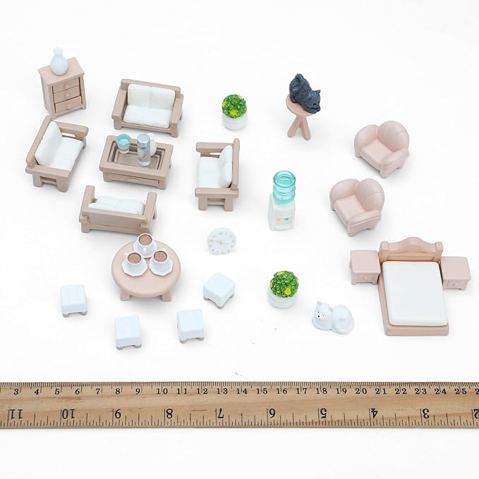 ONEST 30 Pieces Miniature Dollhouse Accessories Mini Dining Room Sitting Living Bedroom Accessories and Others for Dollhouse House Toys