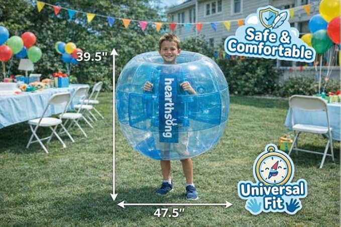 HearthSong Inflatable Bumper Balls for Kids, 2-Pack Wearable Bubble Bumpers, 47.5-Inch Outdoor Body Bouncers for Backyard Play, Parties, Tumbling and Active Family Fun