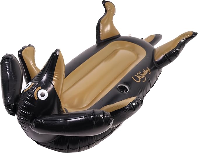 Summer Inflatable Black Dog Pool Float for Teens, Adults, and Pets