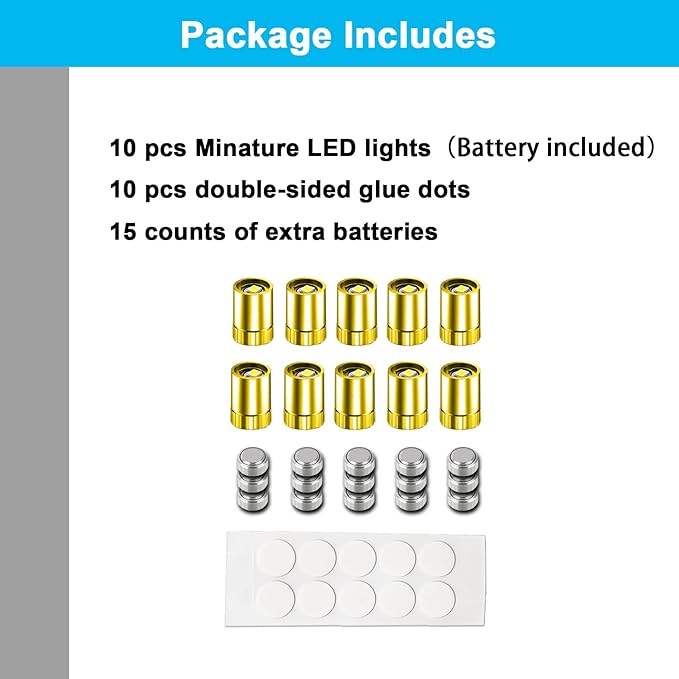 SUZEYAR 10 pcs Miniature Led Lights,Tiny Lights for Hand Craft/DIY,Miniature Lights Battery Powered, Dollhouse Light,Mini Lights for Toy Brick Building Blocks- 10 Pack (Multicolor Changing)