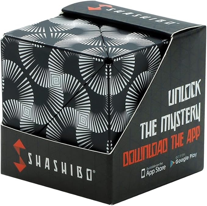 Shashibo Shape Shifting Box - STEM Fidget Toy with Ultra Strong Magnets - Sensory Puzzle Cube Transforms Into 100+ Shapes, Easter Basket Stuffers Gift for Kids, Teens, and Adults (Black & White)