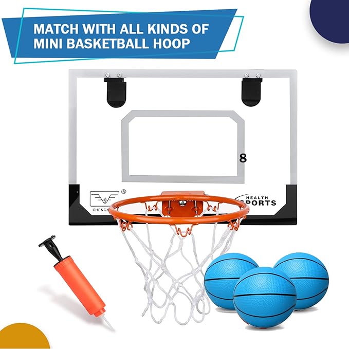 Dilabnba 8" Mini Rubber Replacement Basketballs for Basketball Hoop/Pool, Kids Toddler Soft Beach Bouncy Ball Sports Party Game, Junior Balls Indoor Outdoor Arcades Games, Lightweight (4PCS)