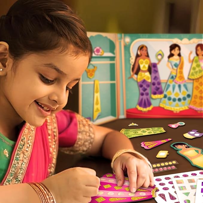 Imagimake DIY Magnetic Dress-Up Indian Princess | Pretend Play Toys for Kids | 30 Magnetic Dresses & Accessories | Interchange & Create Unlimited Outfits | Birthday Gift for 3,4,5,6,7,8 Year Old Girl