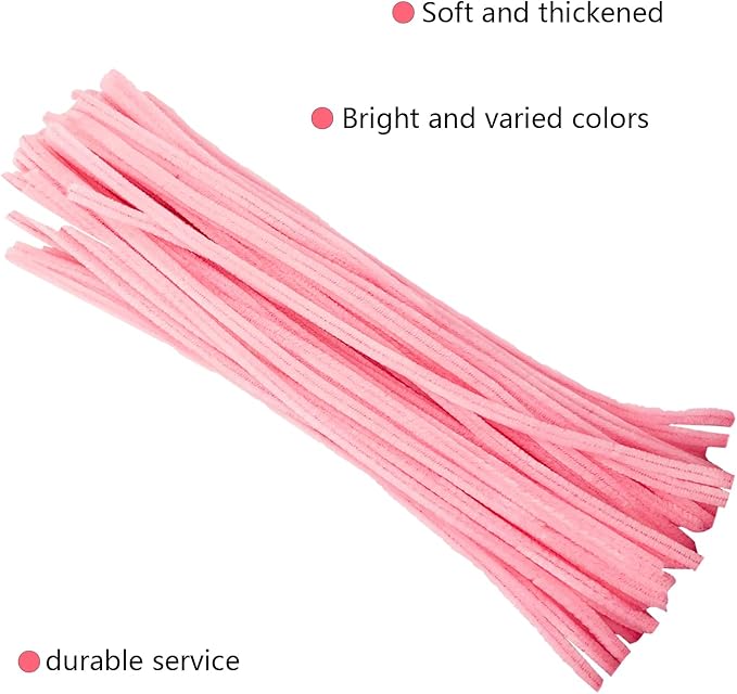 200 Pcs Pipe Cleaners, 12 Inch Long Pipe Cleaners Craft Supplies, Colorful Pipe Cleaners Pastel for Halloween Decoration, Christmas Day and Valentine’S Day DIY Art Creative Crafts (Light Pink)