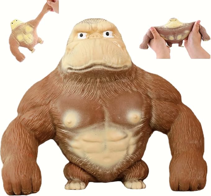 Stretchy Glue-Sand Filled Rubber Gorilla, Latex Gorilla Soft Decompression Doll Toy,Squishy Monkey Toy, Animal High-Elastic Stretchable, Decompression Toy for Adults and Children (Gorilla-XL)