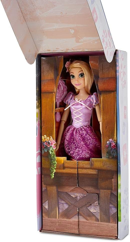 Disney Store Official Princess Classic Doll (Rapunzel from Tangled), 11 Inches, Includes Brush with Molded Details, Fully Posable Toy in Classic Outfit - Disney Princess Toys