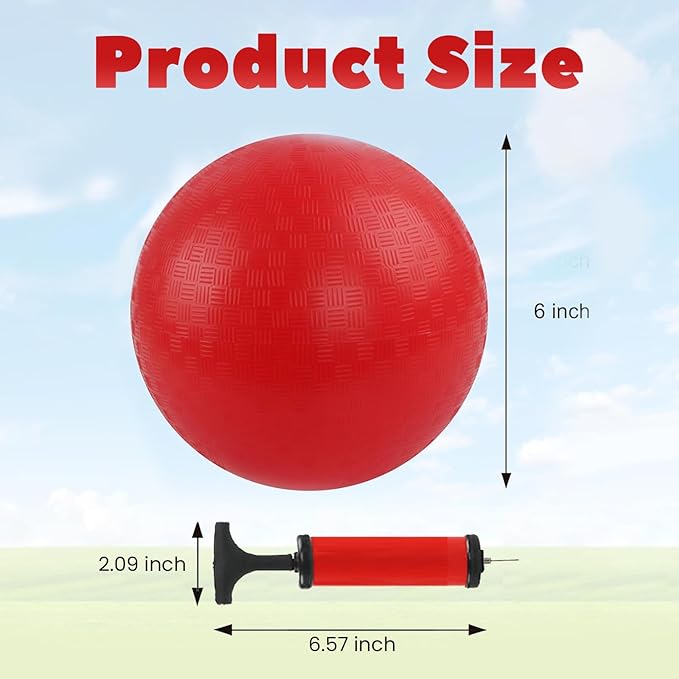 24Pcs Playground Balls 6 Inch Kick Ball Red Dodgeball Bouncy Inflatable Ball Playground Ball Bulk for All Groups,Dodgeball,Handball,Indoor/Outdoor Game, Picnic,Yoga