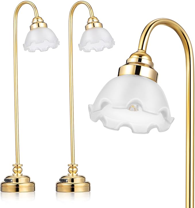 Toyvian 2pcs Miniature Dollhouse Lamp, Dollhouse Lights, 1 12 Scale Accessories Floor Lamp, LED Miniature Doll House Lights Battery Operated for Doll House Lighting