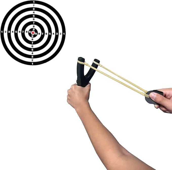 LINJAY Handmade Solid Wood Slingshot with Custom Engraving, Includes Clay Balls & Pompoms - Target Shooting & Outdoor Activity Toy for Kids & Adults, Ideal Children's Gift