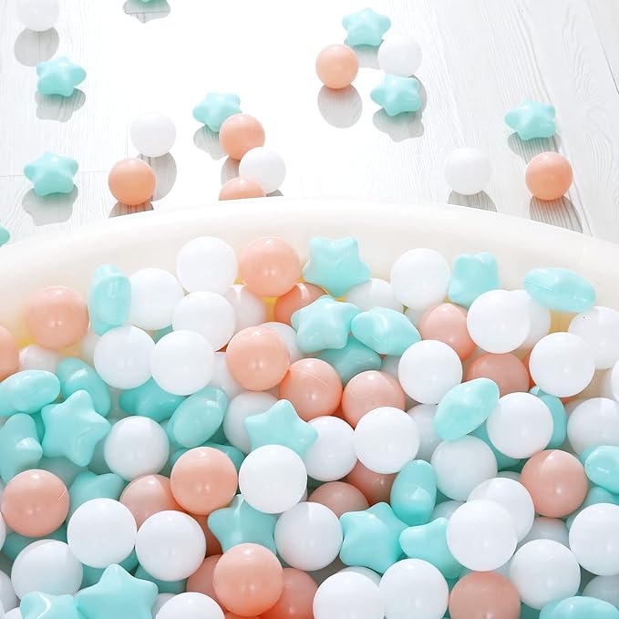 Realhaha Ball Pit Balls 50 100 200 500, Star Shapes for Babies Kids Playpen Plastic Balls for Babies Ball Pool Puppy Playballs