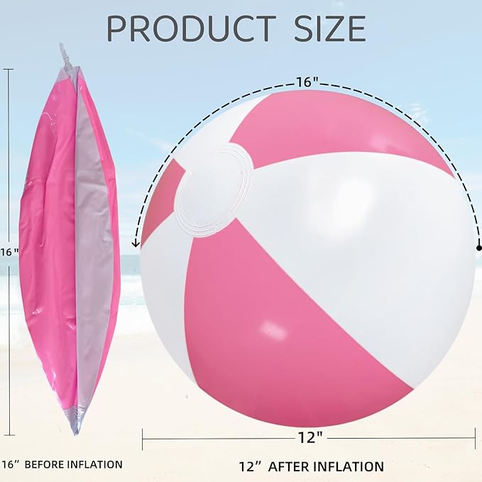 12" Beach Balls Bulk 12 Pack Inflatable Pool Ball for Kids Summer Water Games Party Supplies
