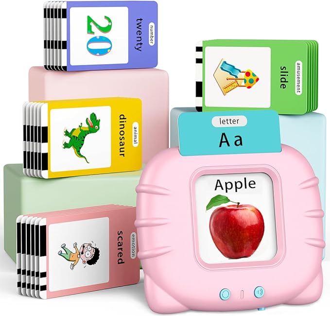 Eaever ABC Talking-Flash-Cards with 252 Sight Words, Easter Birthday Gifts for Girls 2 3 4 5 6 Years, Language Therapy Toys for Autistic Children, Learning Toys for Toddlers Ages 2-6, Pink
