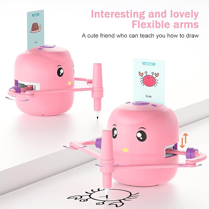 Smart Drawing Robot for Kids,Montessori Educational Painting Toy for 5+ with Voice Interaction&16 Color Pens,Magic Drawing Robot with 150 Learning Word Cards ,Ideal Gift for 5+ Year Old Boys Girls
