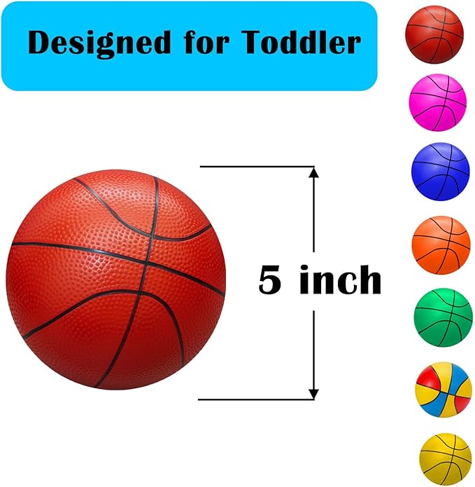 ABAJI Mini Basketballs Pink 2 PCS 5" Set with Random Color Pump Needle Durable Material for Mini Hoop Toddlers Kids Teenagers for Pool Indoors Outdoors
