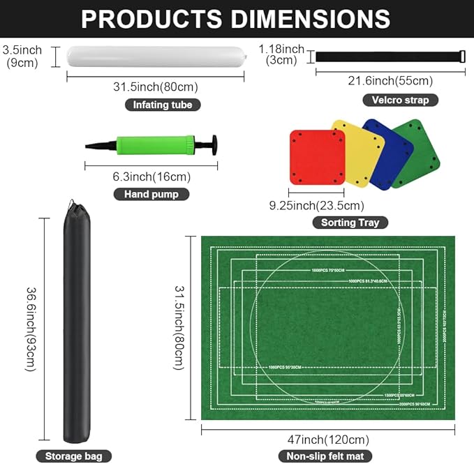 Ainiv Jigsaw Puzzle Mat Roll Up 2000 Pieces, 47” x 31.5” Portable Felt Puzzles Board with 4 Sorting Trays & Travel Storage Bag, Jigsaw Saver Pad Keeper for Adults Teens,Green