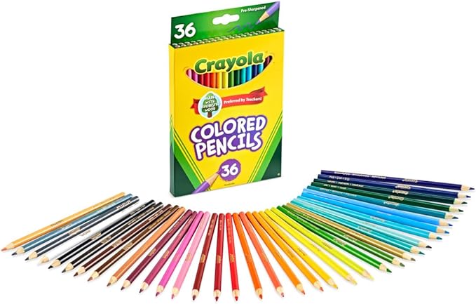 Crayola Colored Pencils (36ct), Kids Pencil Set, Pre-Sharpened Coloring Book Pencils for Kids & Adults, Arts & Crafts Supplies, Coloring Gift, Ages 3+