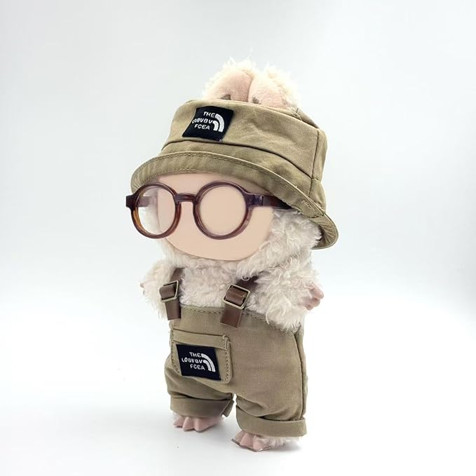 Clothes for Labubu (NO Doll) 17 cm/6.7inch Doll for Labubu Clothes Labubu Accessories Overalls Hat Glasses Dress up Stylish Outdoor Cute for Labubu Outfits