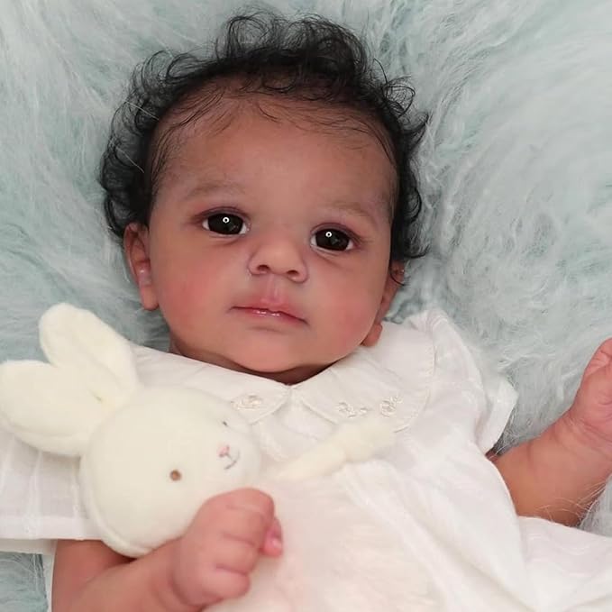 SCOM Reborn Baby Dolls Black Girl- 18 Inch Realistic Newborn Doll Newborn Dolls African American Real Life Baby Gift for Kids Age 3