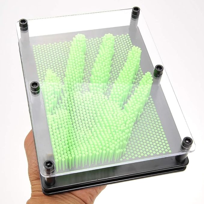 PowerTRC 3D Pin Art Sculpture Pin Impression Toy 8"X6" Hand Mold | Novelty Gifts | Green