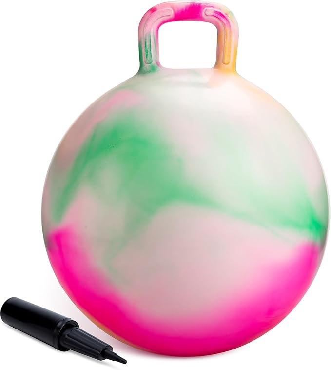 ZOOJOY Hopper Ball for Kids, 18 Inch Bouncy Ball with Handle, Clouds Girl Toys for Indoor Outdoor Active Play Hopping Ball, Easter Basket Stuffers Girls Boys Gifts for 3 4 5 6 7 8 Yr Old Balance Toys