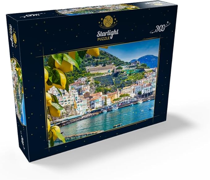 MyPuzzle Panoramic View of Beautiful Amalfi On Hills Leading Down to The Coast, Campania, Italy - Premium 300 Piece Jigsaw Puzzle for Adults