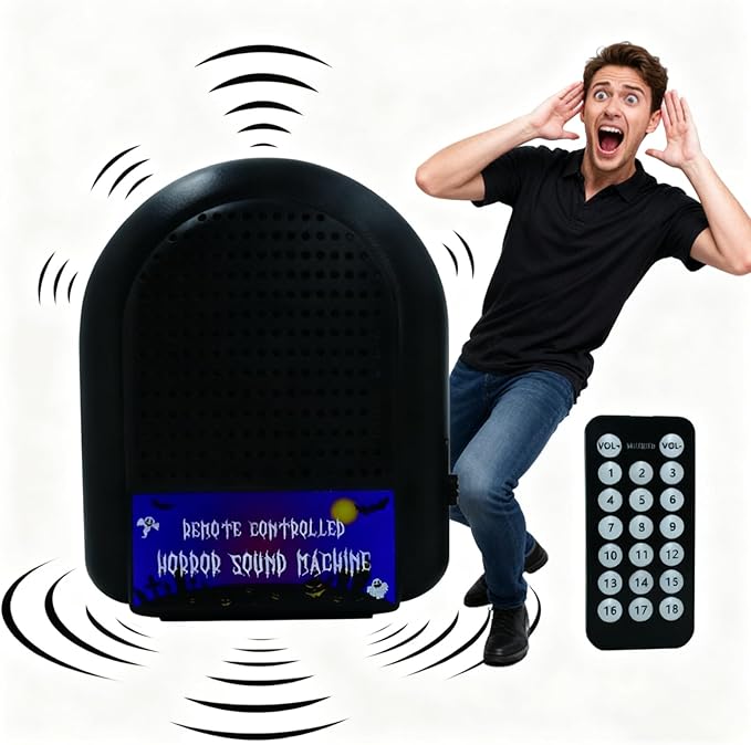 Remote-Controlled Horror Sound Machine, Various Horror Sound Effects and Ambient Music, Scary Toy, Office Prank, Gag Gift, Pocket-Sized April Fool's Gift, Christmas Gift (18 Voices)