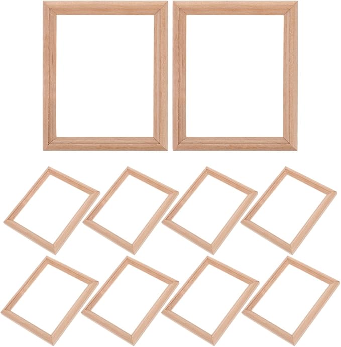 EXCEART 10pcs Mini Photo Frame Model House Decorations for Home Window Decor for Home Furniture Wood Crafts Wooden Dollhouse Miniature Photo Frame Household Products Doll House