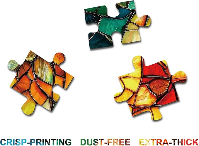 Colorful Flower Puzzles for Adults 1000 Pieces, Beautiful Stained Glass Sunflower Art Jigsaw Puzzles, Gradient Floral Challenging Puzzle