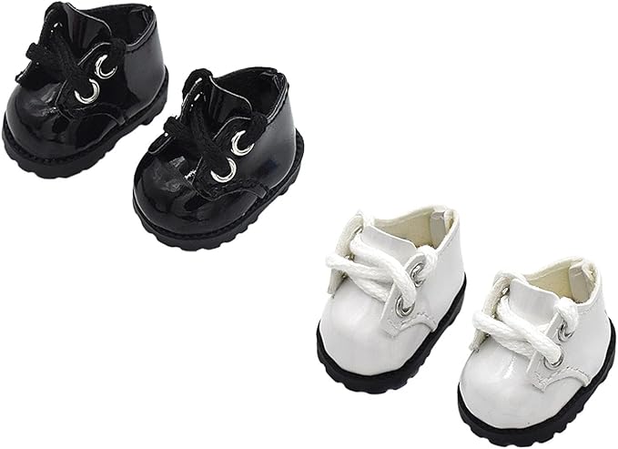Premium Doll Shoes for Lububu, 15cm 17cm Dolls Accessories, Mini Leather Shoes Fashion Dress Up Doll Shoes Replacement (2, Oxford - Black & White)