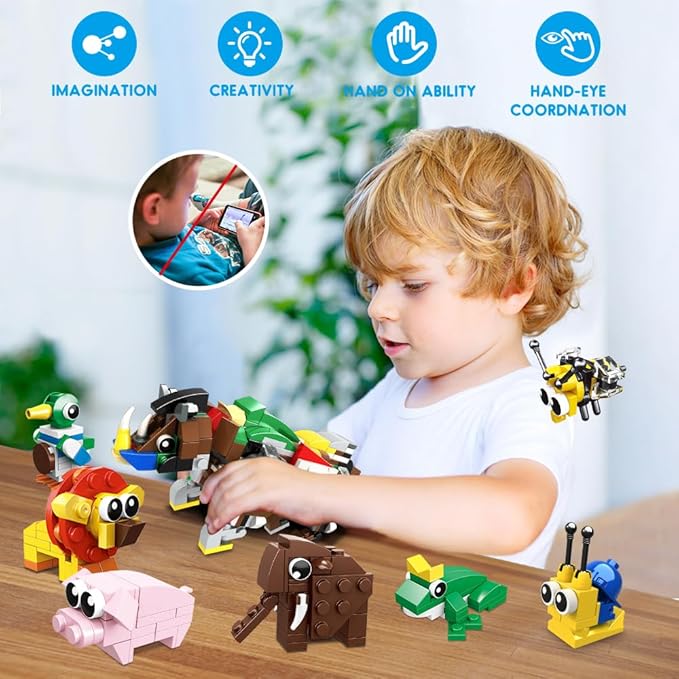 HOGOKIDS 30 Packs Party Favors for Kids - 867PCS Animal Building Blocks Sets for Easter Classroom Gifts Prizes Goodie Bag Fillers Valentines Gift Exchange for Kids Boys Girls 6+