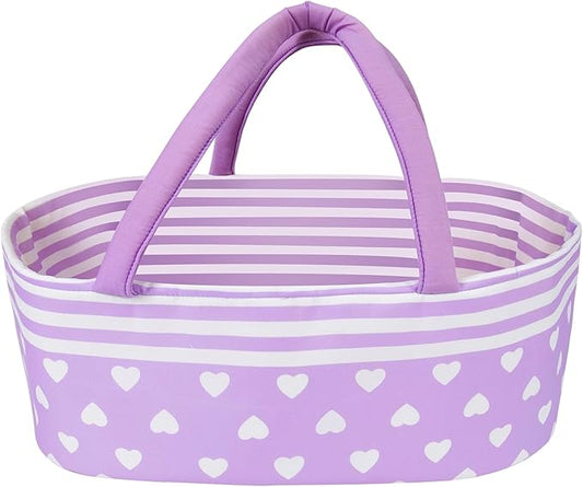 AORI Reborn Baby Dolls Bassinet - Foldable Doll Crib Bed Soft Doll Carrier Accessories with Handle for 17-22 Inches Newborn Baby Girls (Purple)