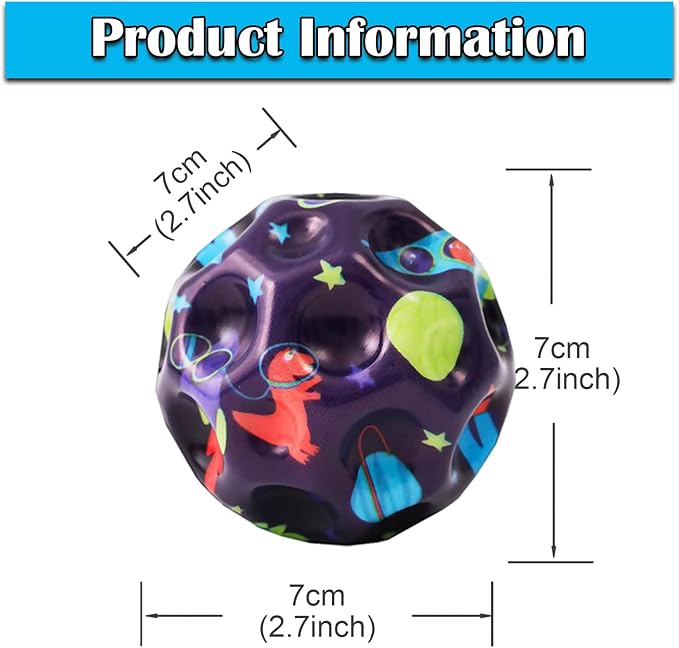 6 Pack Astro Jump Ball, Multicolored Spaceballs, Super High Bouncing Lightweight for Children, Bouncy Balls, Jumping Toy for Stress Relief