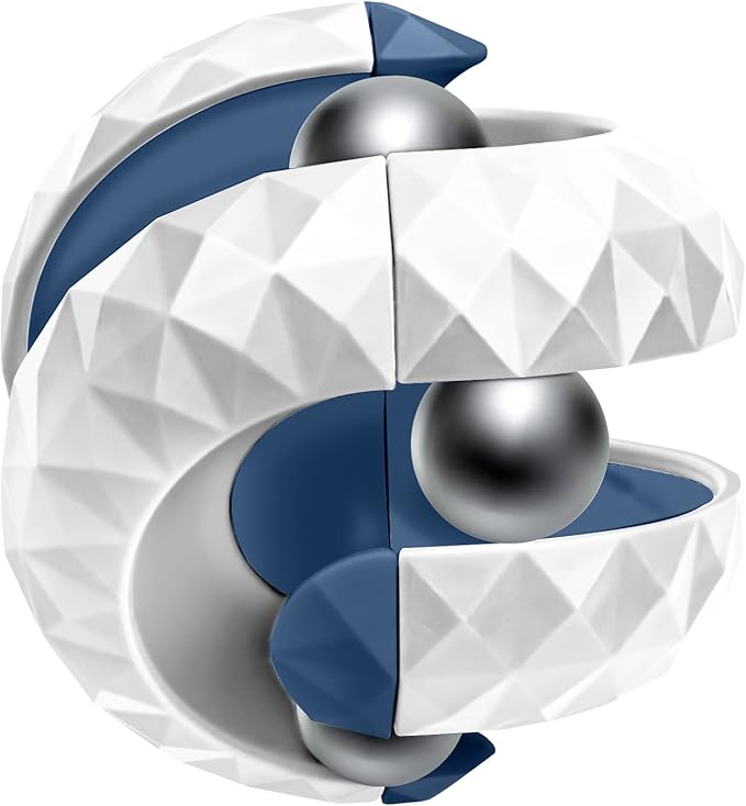 Orbiit Ball Toy, Infinitycube Puzzle Ball Spinning Toy, Circuit Infinite Invert Change Puzzle Games Novelty Creative Stress Relieve Toys for Kids Children Adults (1, White)