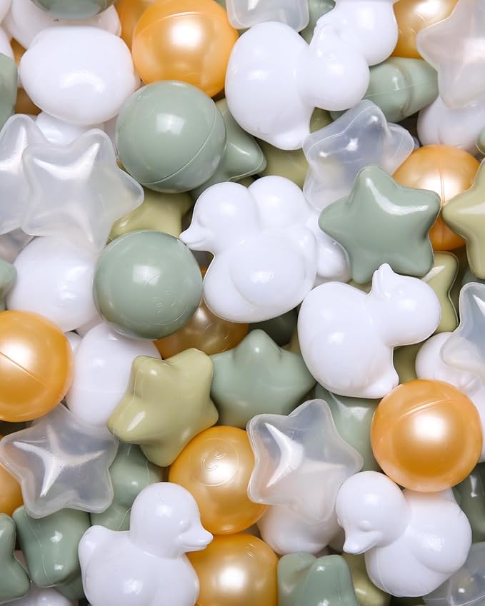 TRENDPLAY Ball Pit Balls Shapes Pastel, Duck Star Shape Non Toxic for Toddlers Kids Baby Girls Boys Dogs Soft Play,Party, 50 100 200