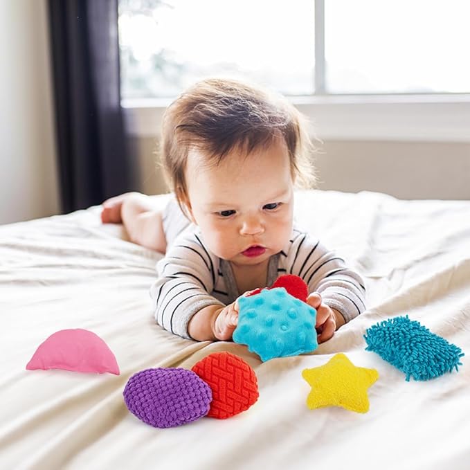 teytoy Texture Sensory Bean Bags Toys for Autism, 12 Fidget Sensory Shape Toy with Storage Bag, Develop Fine Motor Play for Baby Special Needs Developmental Toys for Infant Newborn