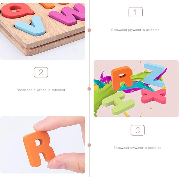 Wooden Puzzles for Toddlers, 3pack Alphabet Shape Puzzles for Kids 3 Wooden Montessori Toddler Alphabet Number Shape for Kids 3 Years Old Boys & Girls