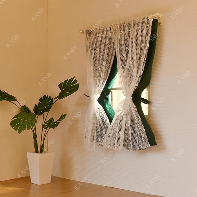 iLAND Dollhouse Accessories on 1/12 Scale, Dollhouse Decor of Curtain Rods (Luxury White)