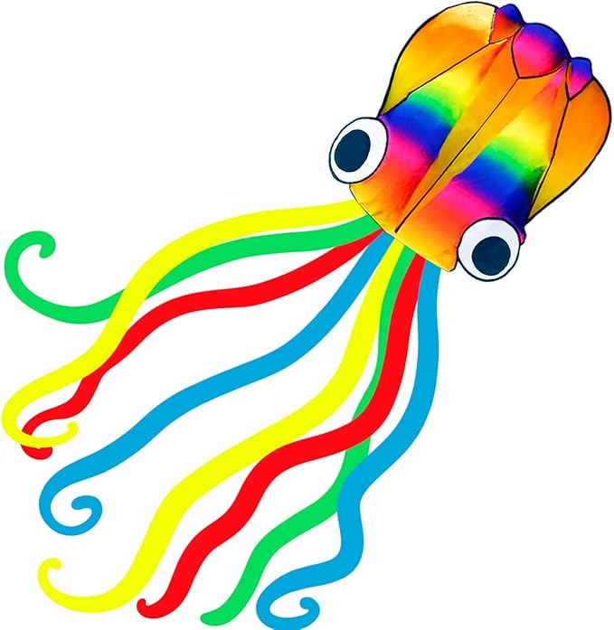 Large Octopus Kites for Kids & Adults,Big Kite for Beginners, Kites for Kids Ages 4-8,Outdoors Activities with Line and Handle