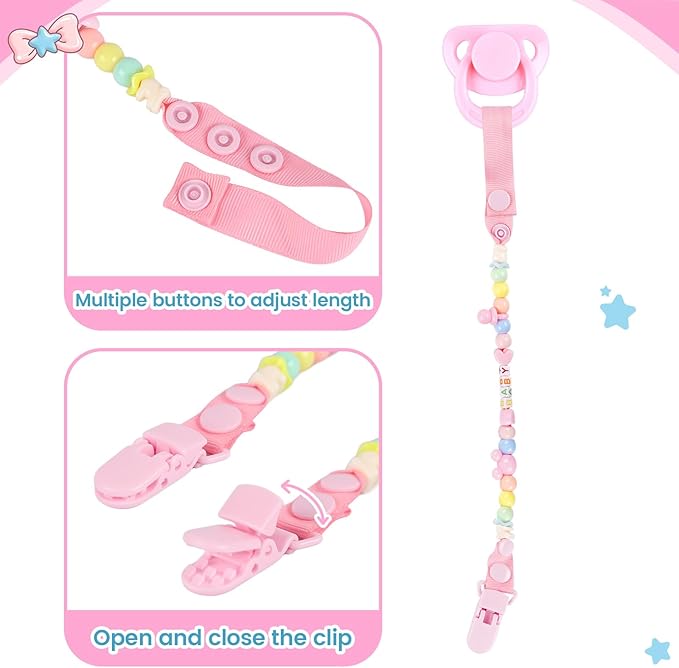 BABESIDE 4 Pcs Reborn Baby Doll Accessories and Clothes for 17-20 Inch Baby Dolls, Pink Floral Doll's Clothes Set with Hat, Pacifier and Chain for Dolls Girls Boys (Doll not Included)