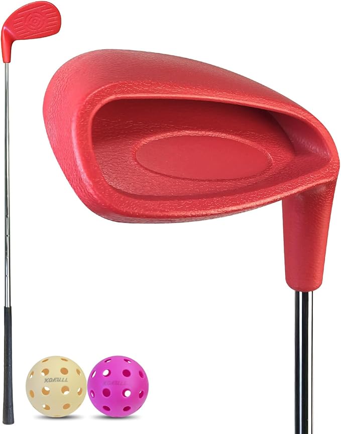 KOFULL Backyard Golf Game Club with Oversize Head, for Golf Game with Buckets, Included 1 Plastic Golf Clubs for Adults, 2 Balls, Steel Shaft for Chipping Game, Hit Plastic Foam Ball