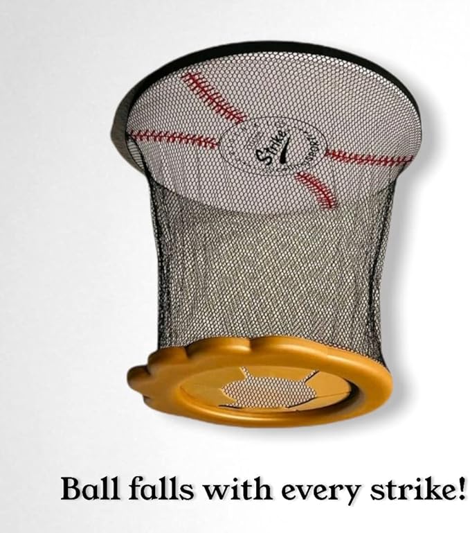Ceiling Strike: Indoor Easy Catch Ceiling Baseball Kids Toy Game Training Equipment - Includes Soft Backboard/Net/Mitt and Two Mini Plush Baseballs (Gift Set)