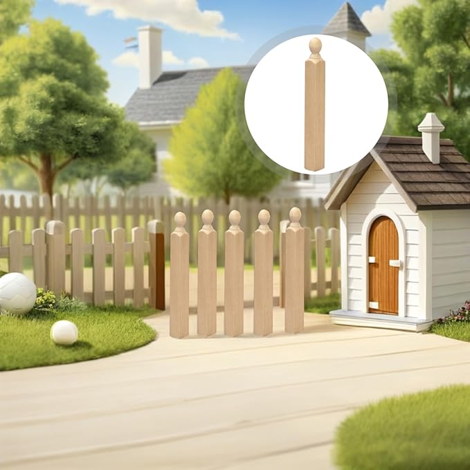 Totority 4Pcs Miniature Dollhouse Newel Posts Wood Pillars 3.14In DIY Accessories for 1 12 Scale Doll House Stairs Porch Furniture Decoration