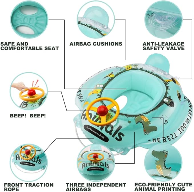 Swimbobo Toddler Pool Float with Seat Boat Inflatable Ride-on Car for Kids Outdoor Toys