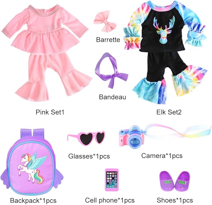 iBayda 14.5 Inch African-American Silicone Baby Doll - Realistic Black Girl Doll with 2 Outfits, Shoes, Backpack, Camera, Glasses & Phone Accessories (Washable)
