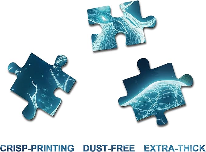 Fantasy Glowing Deer Puzzles for Adults 1000 Pieces Nature, Magic Animal Forest Art Jigsaw Puzzles, Pretty Wildlife Plant Tree of Life Reindeer Impossible Puzzle