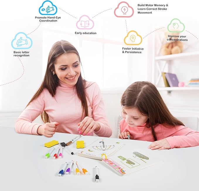 Fabeto Preschool Learning Activities, Letter Tracing Books for Kids Ages 3-5, Writing Practice for Toddler Busy Book, Montessori Educational Workbook for Kindergarten, Autism ABC Learn to Write Toy