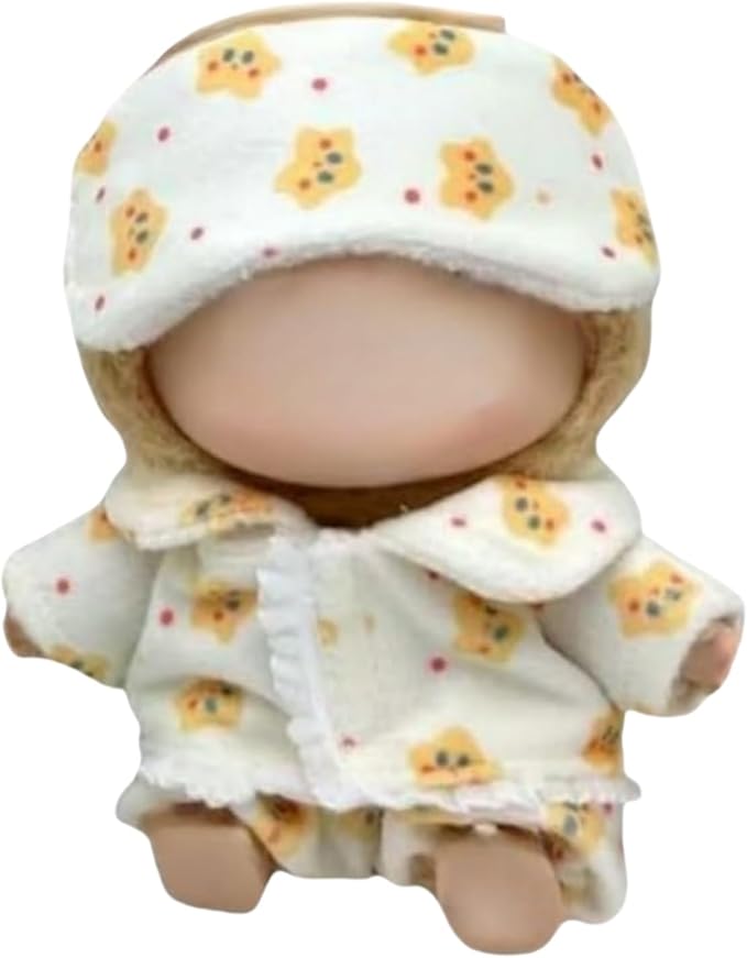 15cm/17cm Doll Outfit Suitable for Labubu Clothes –Stylish Adorable Dolls Accessories for Dressing Up (No Doll Included) (A-Yellow Star Pajamas 3-Set)